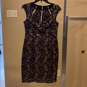 Black and Nude Lace Dress